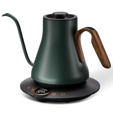 Imagem de Cocinare Chaleira elétrica FLOW B9 pescoço de ganso, controle preciso de temperatura para fazer café e chá, interior de aço inoxidável, aquecimento rápido para água fervente 0,9 L (verde Delacroix)