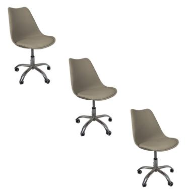 Imagem de Cadeira Office Base Cromada Com Rodizio Giratória Saarinen