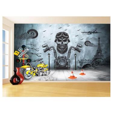 Imagem de Papel De Parede 3D Moto Custom Chopper Viagem 3,5M Bkm135 - Você Decor