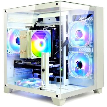 Imagem de LXZ Gaming Desktop Core R7-8700F 6 core 2,5GHz PC Computer, RX7650GRE 8G, 32G DDR4 RAM, 1TB NVME SSD, PC Torre PC pré-construído para jogos para casa e escritório (branco)