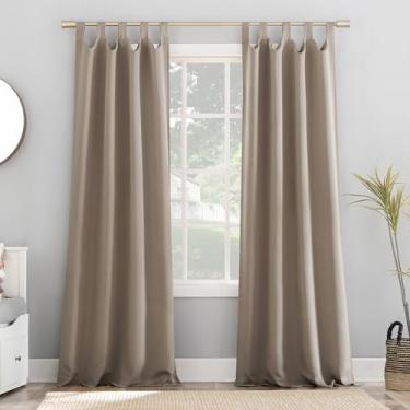 Imagem de Sun Zero Easton Blackout Energy Effcient Tab Painel de cortina superior, 101,6 x 160 cm, pedra