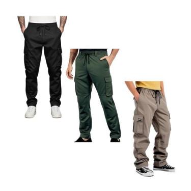 Imagem de Kit 3 Calça Cargo Masculina Jogger Skatista Street Confortável De Alta
