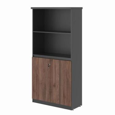 Imagem de Estante com 3 Prateleiras Safira Noce Preto - CASA H