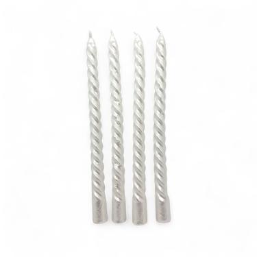 Imagem de Kit 4 Velas Metalicas Brancas Elegantes Para Castiçal 18 cm