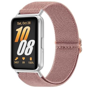 Imagem de Pulseira de relógio elástica compatível com Samsung Galaxy Fit 3, pulseira de substituição de nylon elástico macio para acessórios de smartwatch Galaxy Fit 3 SM-R390 (rosa rosa)