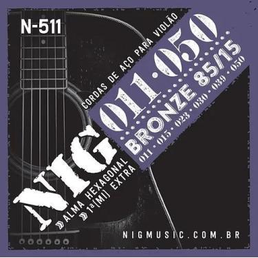 Imagem de Encordoamento para violão aço 011 bronze 85/15 nig n-511