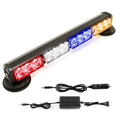 Imagem de BooYu Barra de luzes estroboscópicas de emergência de bombeiro policial alimentada por bateria de 37,6 cm para caminhões/veículos, recarregável, sem fio, para telhado, mini luz de aviso de LED