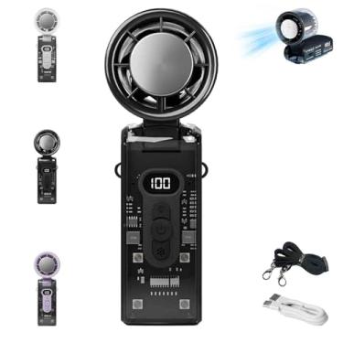 Imagem de Ventilador PortáTil Com Placa De Resfriamento InstantâNeo E Luz Led, Design De Caixa Transparente, Ventilador Turbo PortáTil DobráVel 3 Em 1, 100 NíVeis AjustáVeis, RecarregáVel De 3600 Mah (Black)