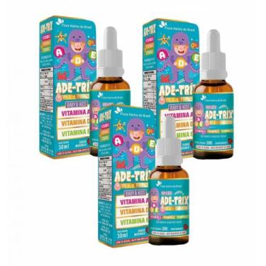 Imagem de 3x Ade- Trix Kids - Vitaminas A- D- E- 30ml- Sabor Morango - Flora Nat