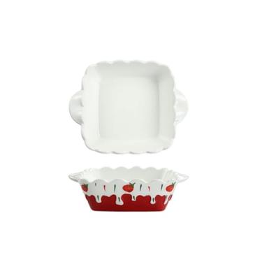 Imagem de Prato de cerâmica Relief berry para uso doméstico, queijo, macarrão, arroz, prato - vermelho