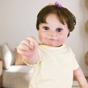 Imagem de WKMRH Boneca Reborn Realista,Bebê reborn Menina Vinil Corpo Inteiro Silicone Lavável Pintura Corpo Abra seus olhos 3D Toque Realista