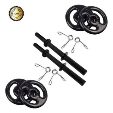 Imagem de Kit Par De Halter 40Cm Com 8Kg Anilhas Para Musculação