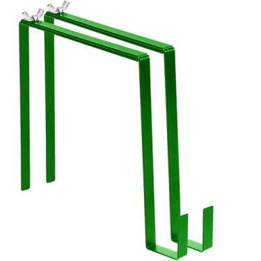 Imagem de Arilaca Suportes de guirlanda para cemitério cabides ajustáveis para decoração de lápide de porta da frente para cemitério, ganchos sobre a porta para cemitério, Halloween, Natal, pacote com 2