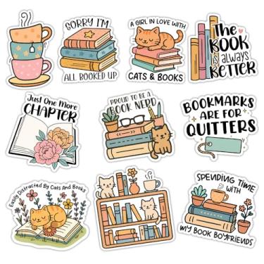 Imagem de BAVAHA (10 peças) Adesivos de livro para Kindle Bookish Reading Sticker Reading Booktok Decalque Bookworm Readers Presentes Decalque Impermeável Decorações Capa Acessórios de Pele Carros Janelas