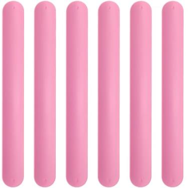 Imagem de 6 pulseiras de borracha de silicone, pulseiras de batida simples, macias e seguras, para lembrancinhas de festa escolar, projetos de artesanato, aniversário, Halloween, Natal (rosa)