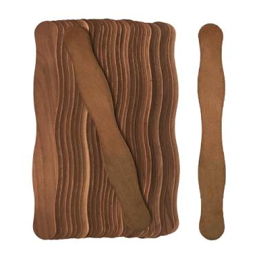 Imagem de Mandala Crafts Alças De Leque Marrons Para Programas Casamento - Palitos Madeira Ondulados 8" Artesanato, Pás Leilão Lances, 100 Picolés Gigantes
