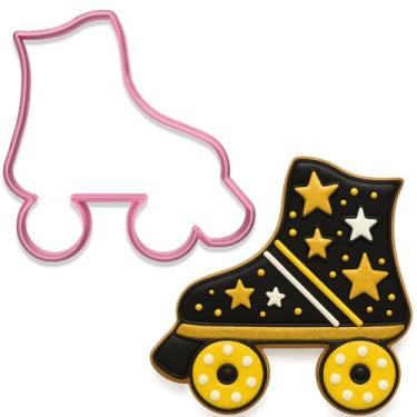 Imagem de Cortador de biscoito de patins – 9 x 8 cm, molde retrô Roller Derby (cor aleatória)