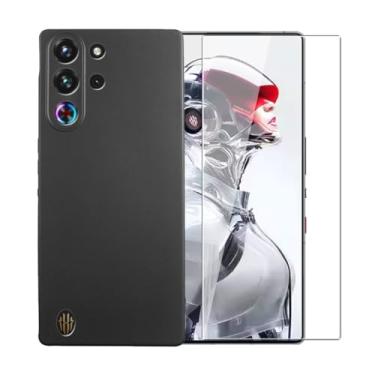 Imagem de WDMYLFTW Capa para ZTE Nubia Redmagic 10S Pro + película protetora de tela de vidro temperado - Capa protetora de TPU (preta)