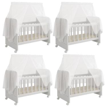 Imagem de Kit 04 Berços Para Boneca Magia C02 Brinquedo Infantil Branco - Lyam D