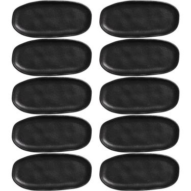 Imagem de Kit 10 Travessas 16,5x8cm Cerâmica Orgânico Preto Restaurante Buffet Porto Brasil
