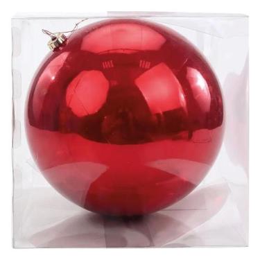 Imagem de Bola De Natal Vermelho 20cm Grandona Decoração Árvore - TOK DA CASA