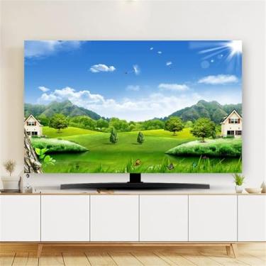 Imagem de HSTANGKY Estampado natureza verde capa para TV capa antipoeira para TV interior para 32-80 polegadas protetor de ecrã elástico para televisão / PC-grassland1 , 45-48 polegadas