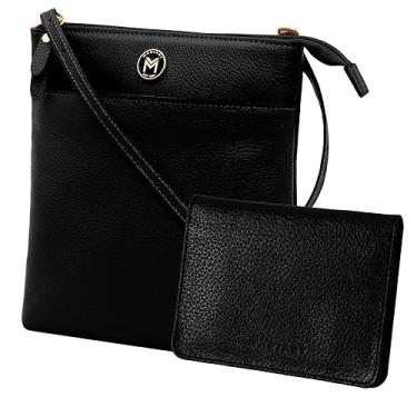 Imagem de Mariart Itacaré + 649 Kit Feminino de Bolsa Transversal + Carteira de Couro Bovino Legítimo (Preta)