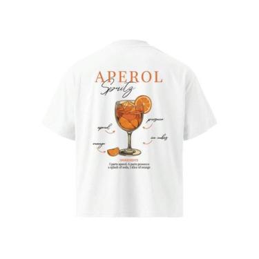 Imagem de Camiseta Oversized Tecido Grosso Malha Premium Drink Aperol - NoBrand,