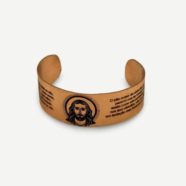 Imagem de Bracelete Pulseira Cobre Puro Masculina Feminina Jesus - Full Economiz