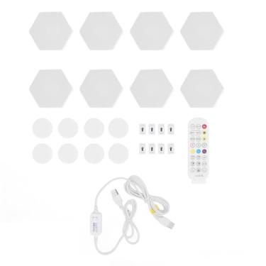 Imagem de Hex Light Panel Hex Wall Light Hex LED Lights Panel RGB Hex Wall Light 8 Conjuntos Controle de voz Bluetooth APP Controle Remoto Music Sync para Home Theater Room Decor