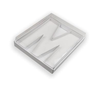 Imagem de Manoczy Caixa de papelão preenchível de 35,5 cm com tampa transparente, bandeja de presente vazada branca para aniversários, festas de aniversário e eventos (M)