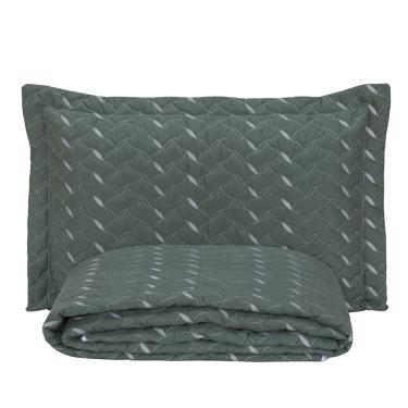 Imagem de Cobre Leito Bordado 400 Fios Heitor Solteiro 100% Poliéster - Verde Militar