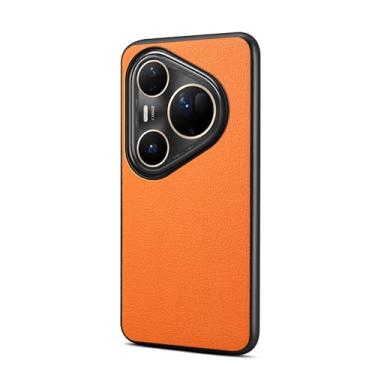 Imagem de HAOMRIYL Capa ultrafina para Huawei Pura 80 Ultra/80 Pro+/80 pro/80, capa de couro leve e luxuosa proteção à prova de choque, capa de negócios macia, laranja, 80