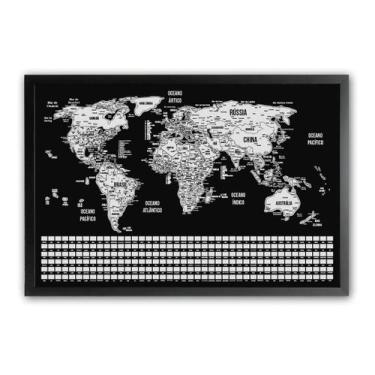 Imagem de Mapa Mundi De Raspar Raspadinha Bandeiras 73X50 Com Moldura - Los Quad