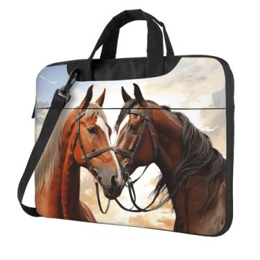 Imagem de Capa para laptop casal cavalo capa para computador à prova de choque capa protetora para notebook bolsa portátil para laptop para homens e mulheres, Preto, 13 inch