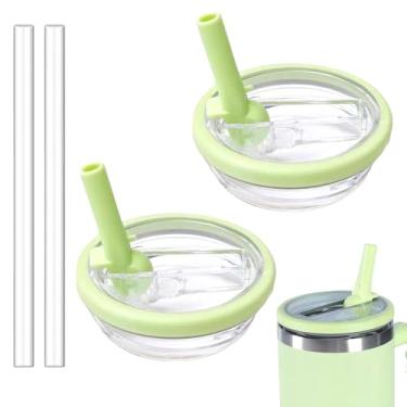 Imagem de Tianhengyi Tampa de copo de substituição de 850 g para Stanley Quencher, pacote com 2 tampas de canudo à prova de vazamento compatíveis com acessórios Stanley Cup, verde claro