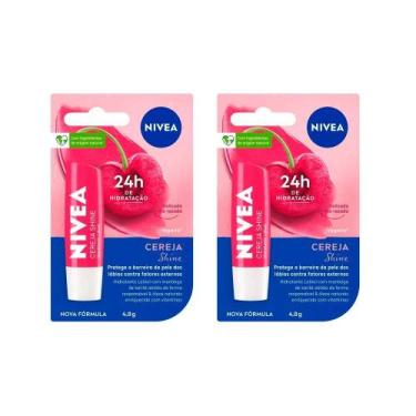 Imagem de Kit 2 Hidratante Labial Nivea Cereja Shine 4,8g Cada