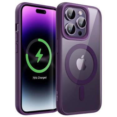 Imagem de JETech Capa Magnética para iPhone 14 Pro 6,1 Polegadas Compatível com MagSafe, Case Protetora, Moldura de TPU Fosco, Capinha Parte Traseira Transparente Antiarranhões (Roxo Profundo)