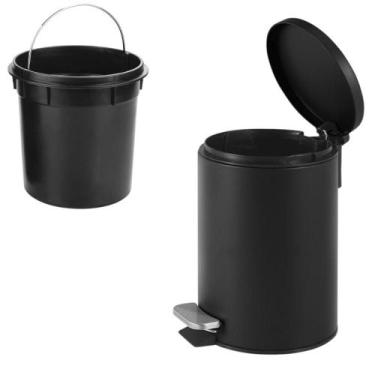 Imagem de Lixeira Redonda Banheiro Basculante com Pedal Cesto de Lixo Cozinha Mu