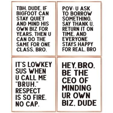 Imagem de laveliabel Conjunto de 4 impressões engraçadas de arte de parede para sala de aula, sem moldura, itens essenciais para sala de aula, presentes escolares para professores, impressões de pôsteres para