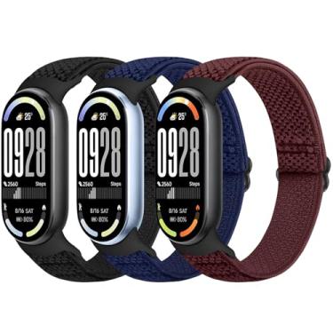 Imagem de Bcuckood Pulseiras elásticas compatíveis com Xiaomi Smart Band 10/9/8 para mulheres e homens, pulseira de substituição de nylon macio com laço solo elástico para Xiaomi Mi Band 10/9/8, 3 peças