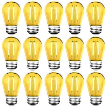 Imagem de Lâmpadas LED GUILEDUO S14 Amarelas 2W, Pacote com 15, 120V, E26 Base
