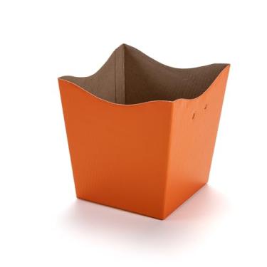 Imagem de CACHEPOT DE PAPELÃO QUADRADO 15 PARA FLORES E PRESENTES. (LARANJA)