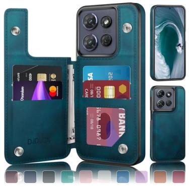 Imagem de DJDUCK Capa carteira projetada para Moto G Power/Play 2025 com suporte para cartão, [capa de fecho magnético] [proteção de couro com bloqueio de RFID] à prova de choque feminina e masculina para Moto