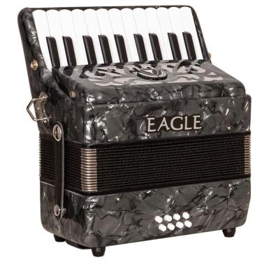 Imagem de Acordeon Eagle 8 Baixos 22 Teclas Ega 8 Pbk Preto Com Case