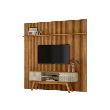 Imagem de Painel Piso Teto New Guaporé com Rack Bancada Valência New Laguna Cumaru Opala - Madetec