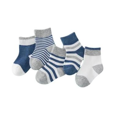 Imagem de Meias De Algodão Listradas Fofas Para Meninos E Meninas, 5 Pares, Prim