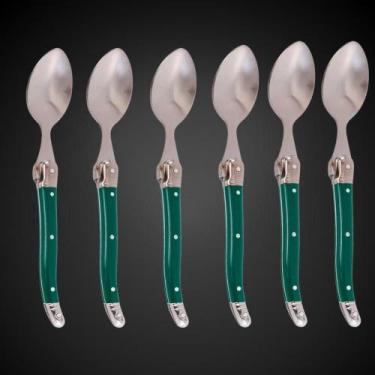 Imagem de Jogo De Colheres Laguiole Para Sobremesa 6 Artigos Em Bandeja De Madei