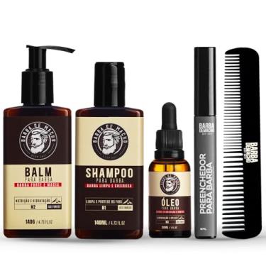 Imagem de Kit Completo para Barba Shampoo Balm Óleo Ice Forest + Preenchedor Anti Falhas - Barba de Macho
