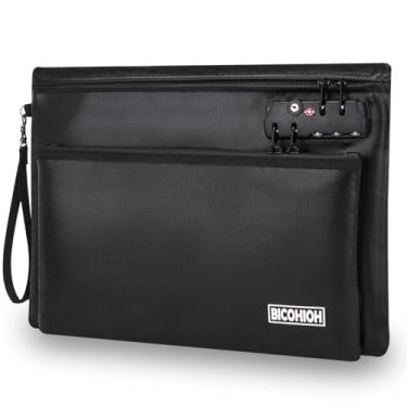 Imagem de Bolsa de documentos à prova de fogo, bolsa de dinheiro à prova de fogo com trava e zíper para dinheiro, bolsa de n à prova de fogo, bolsa de dinheiro segura para incêndio (preto, grande)